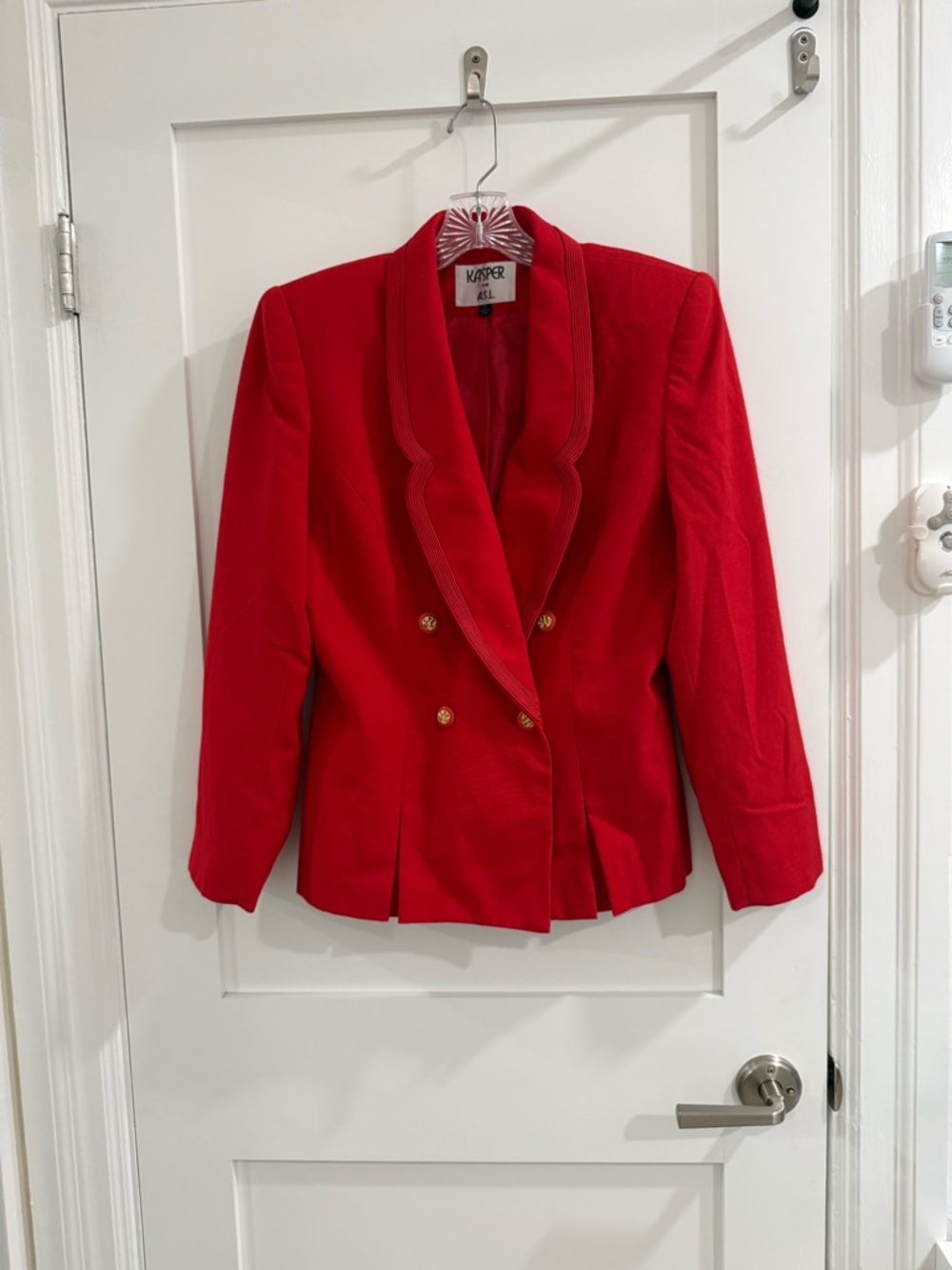 Kasper red double breasted blazer (no size tag, fits like M)